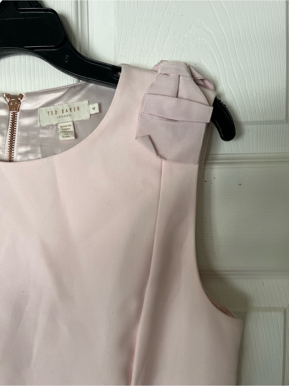 Ted Baker London Blush Pink and Gray Floral Midi Fit-and-Flare Dress 4 - Picture 4 of 6